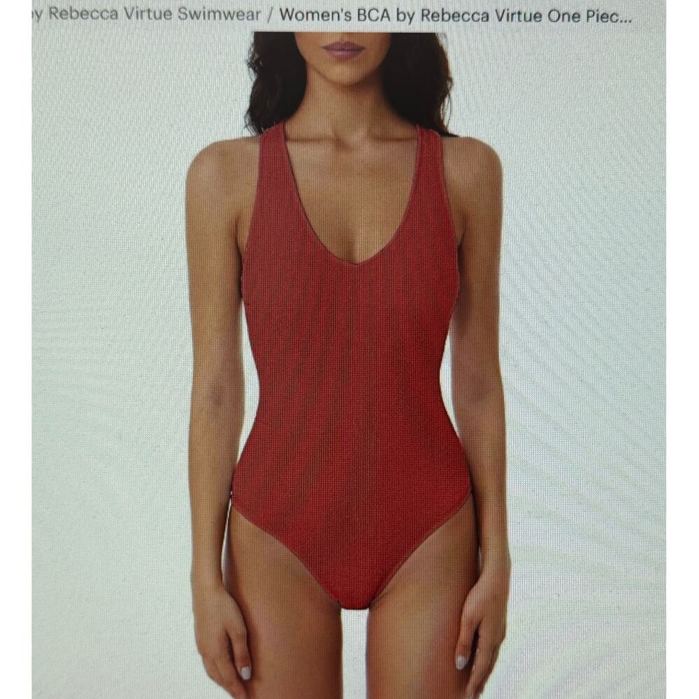Women's BCA Rebecca Virtue Red One Piece Red Swimsuit open tie back Sz XL